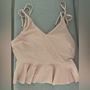 Albion tie shoulder peplum tankini top size M